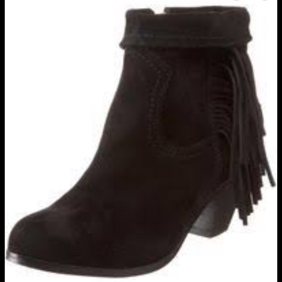 Sam Edelman Black Louie Suede Fringe Bootie - Picture 3 of 12